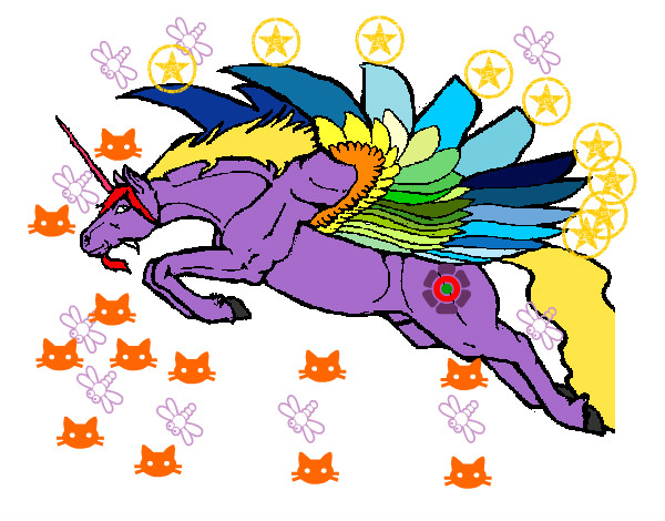 Dibujo Unicornio alado pintado por fabian64