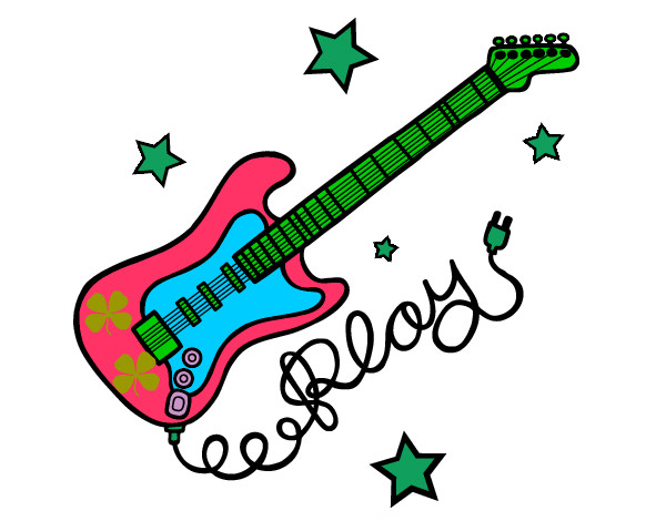 Dibujo Guitarra y estrellas pintado por Camilas