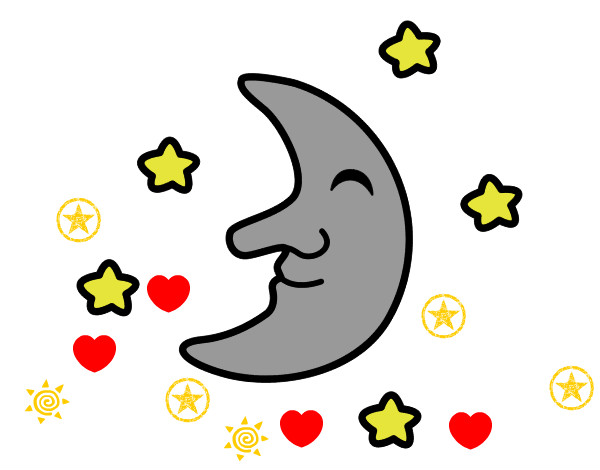 Dibujo Luna con estrellas pintado por DANITA4