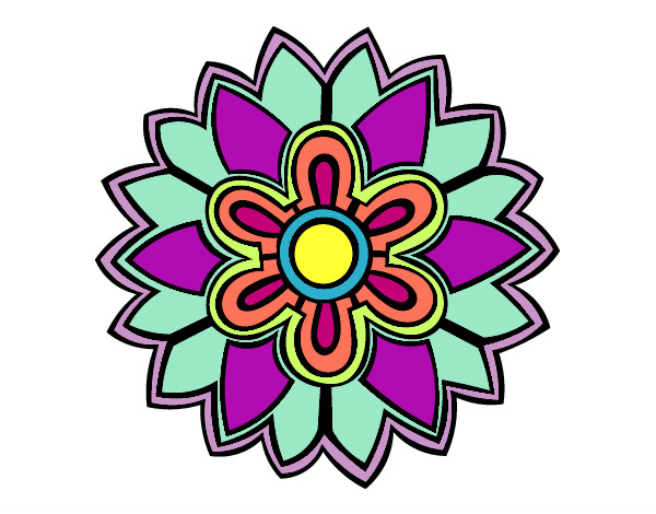 Dibujo Mándala con forma de flor weiss pintado por yooop