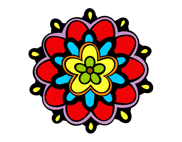 Dibujo Mándala con una flor pintado por olivaoliva