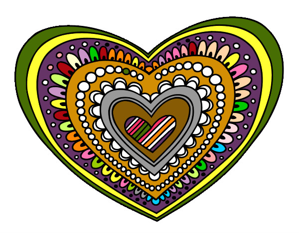 Dibujo Mandala corazón pintado por julicereza