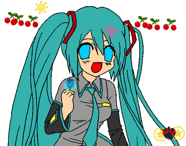 Dibujo Miku Hatsune vocaloid pintado por elguay