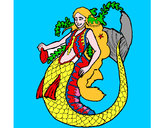 Dibujo Sirena con larga melena pintado por beatrizele