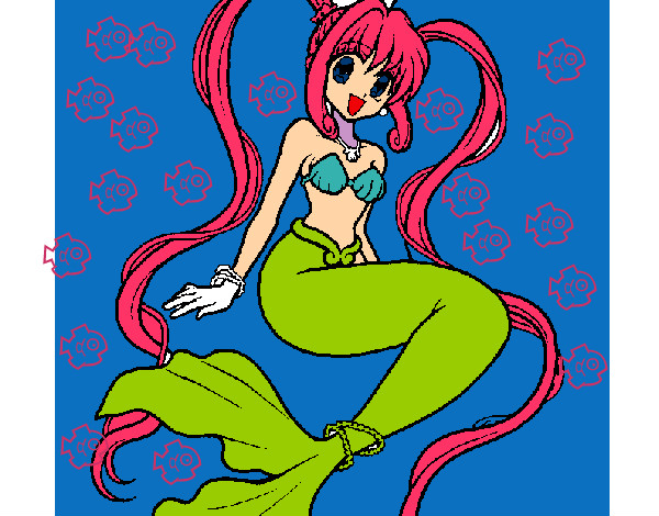 Dibujo Sirena con perlas pintado por Camilas