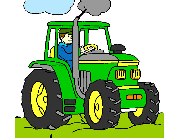 Dibujo Tractor en funcionamiento pintado por LEONI