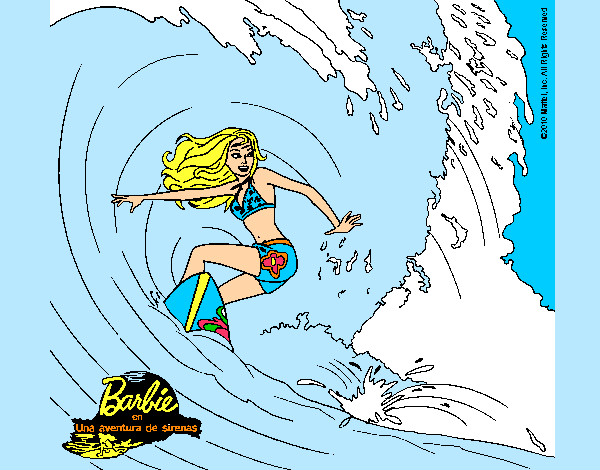 Dibujo Barbie practicando surf pintado por zaykira13