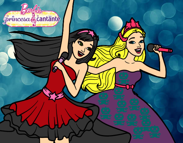 Dibujo Barbie y la princesa cantando pintado por BeaxLucas