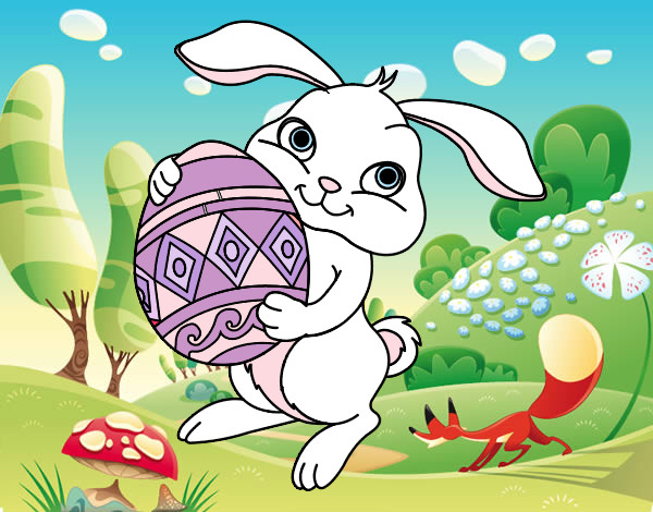 Dibujo Conejo con huevo de pascua pintado por Gabigomi