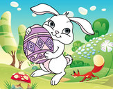 Dibujo Conejo con huevo de pascua pintado por Gabigomi