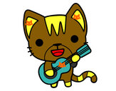 Dibujo Gato guitarrista pintado por Pinkyta