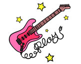 Dibujo Guitarra y estrellas pintado por catalinas