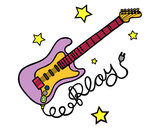 Dibujo Guitarra y estrellas pintado por isolin