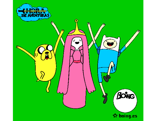 Dibujo Jake, Princesa Chicle y Finn pintado por brisa4554