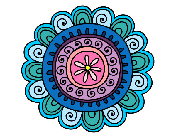 Dibujo Mandala alegre pintado por beckita