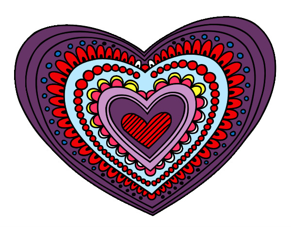 Dibujo Mandala corazón pintado por cami666
