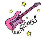 Dibujo Guitarra y estrellas pintado por saibel