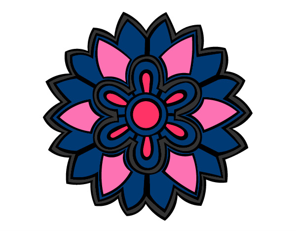 Dibujo Mándala con forma de flor weiss pintado por anajulia