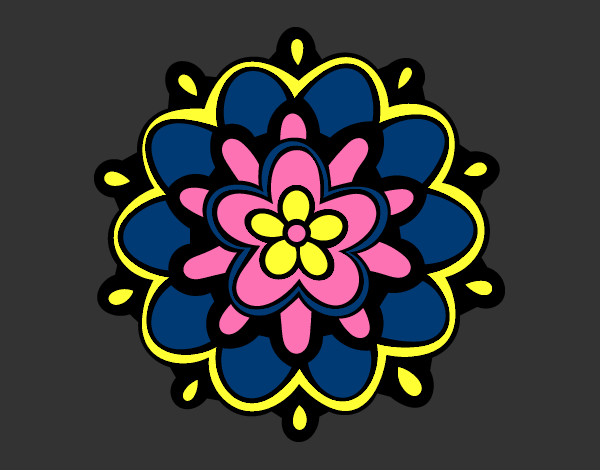 Dibujo Mándala con una flor pintado por cecilita