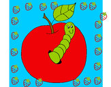 Dibujo Manzana con gusano pintado por 553878365