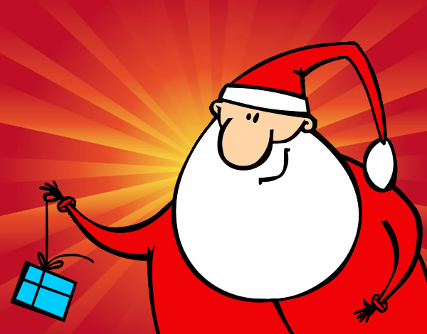 Dibujo Papa Noel con un regalo pintado por CSG10