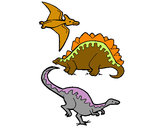 Dibujo Tres clases de dinosaurios pintado por Ariplay