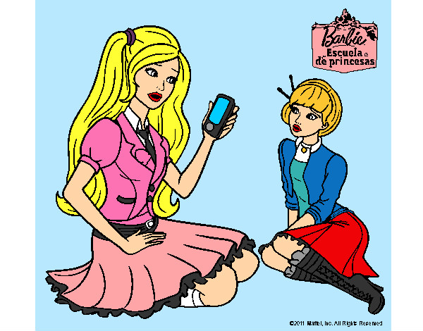 Dibujo Barbie con el teléfono móvil pintado por AMSL
