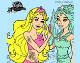 Dibujo Barbie se despiede de la reina sirena pintado por rosa303060