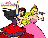 Dibujo Barbie y la princesa cantando pintado por minegrita