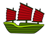 Dibujo Barco oriental pintado por enriquez