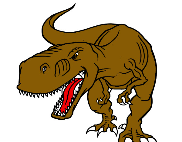 Dibujo Dinosaurio enfadado pintado por gorrito