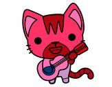 Dibujo Gato guitarrista pintado por pato021