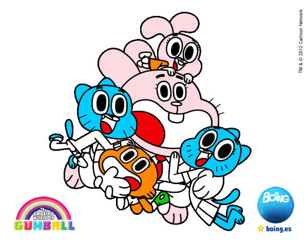 Dibujo Gumball y amigos contentos pintado por matiasolea