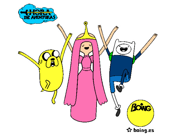 Dibujo Jake, Princesa Chicle y Finn pintado por matiasolea