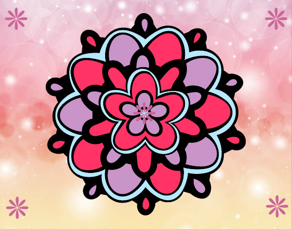 Dibujo Mándala con una flor pintado por rosa303060