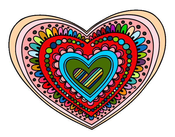 Dibujo Mandala corazón pintado por Petii