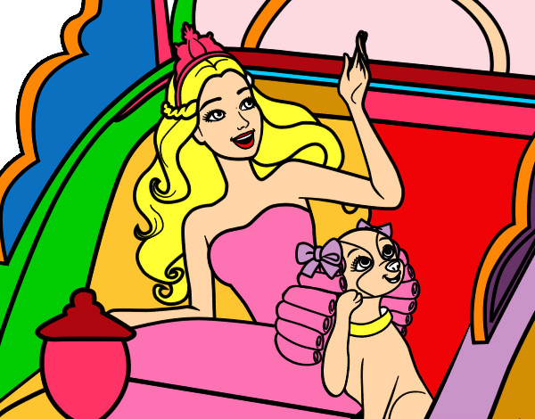 Dibujo Princesa cantante y su perrita pintado por lucy7