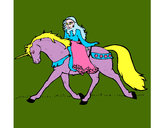 Dibujo Princesa en unicornio pintado por cecilita