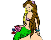 Dibujo Sirena con caracola pintado por lucy7