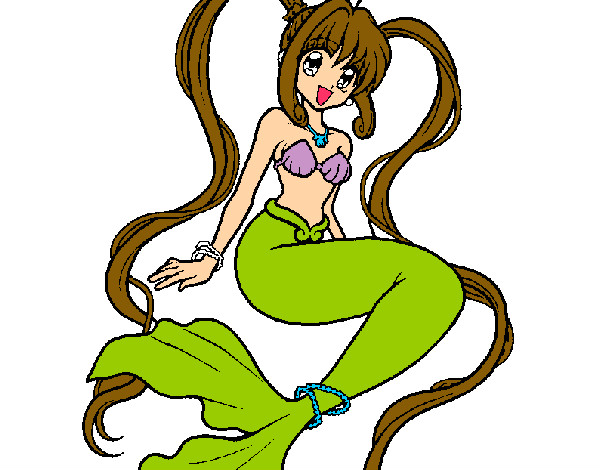 Dibujo Sirena con perlas pintado por mimisita