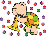 Dibujo Tortuga con trompeta pintado por primorosa