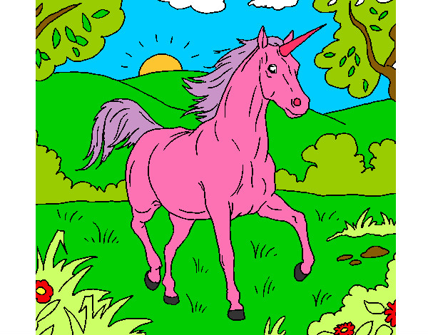 Dibujo Unicornio corriendo pintado por canduchi