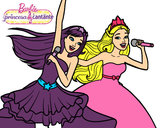 Dibujo Barbie y la princesa cantando pintado por natimar