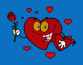 Dibujo Corazón con caja de bombones pintado por colitadepa