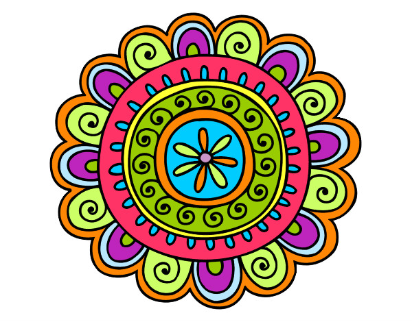 Dibujo Mandala alegre pintado por aves