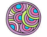 Dibujo Mandala circular pintado por  rosadita