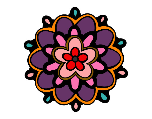 Dibujo Mándala con una flor pintado por colitadepa