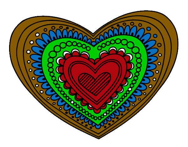 Dibujo Mandala corazón pintado por gorrito