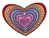 Dibujo Mandala corazón pintado por  rosadita