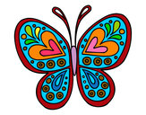 Dibujo Mandala mariposa pintado por alumnos